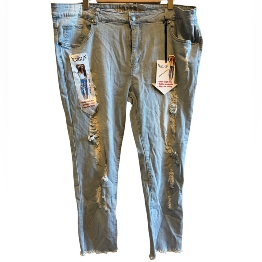 VIP Ankle Length Plus Size Jeans w/ Fashion Hem Detail Sz 23/24